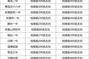 山东省重点高中，排名多少可以上985/211