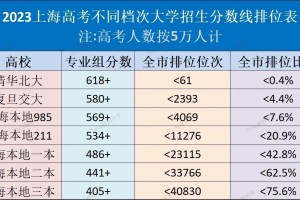 上海高考进不同档次的大学需要多少分？