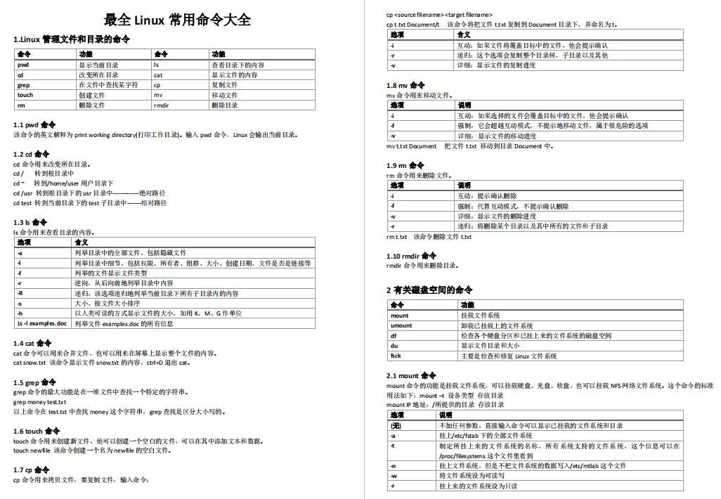 linux常用命令（linux常用命令详解）