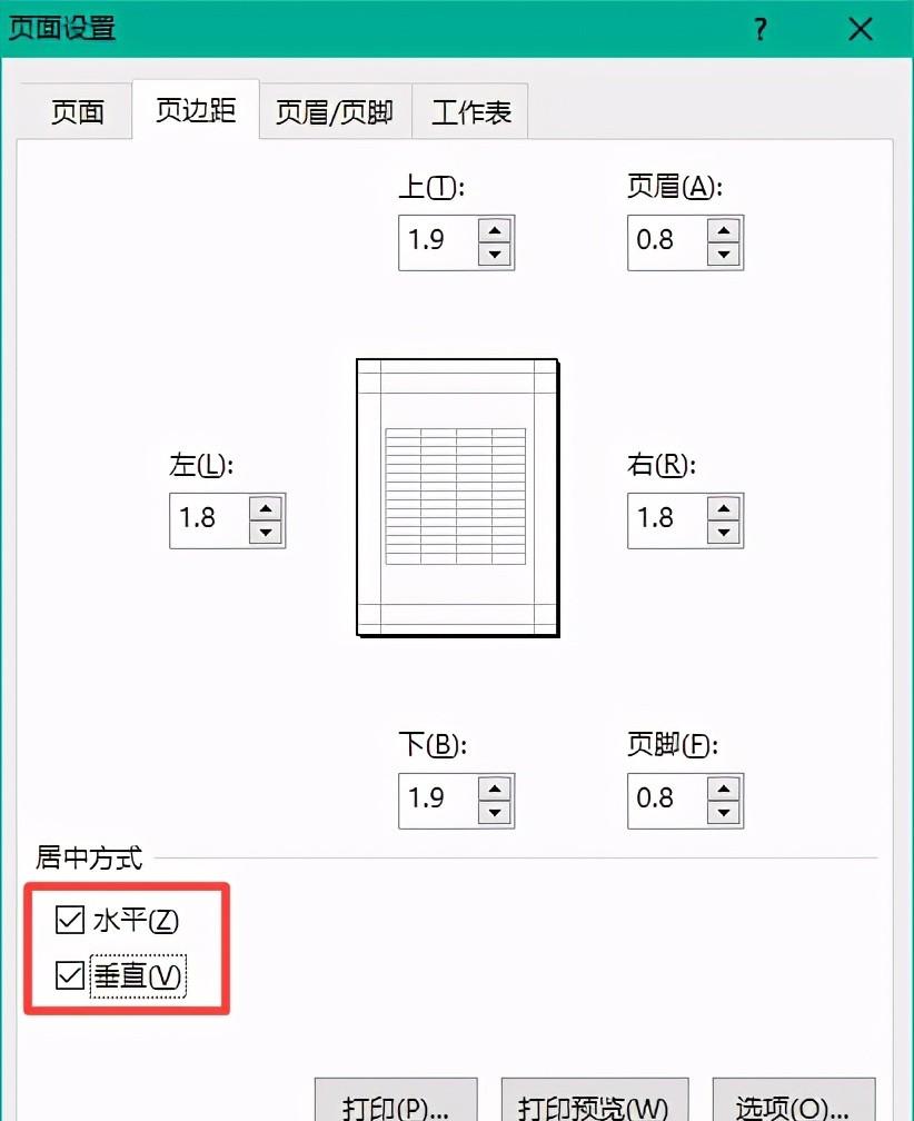 怎样使打印的excel表居中（excel做表格打印居中）