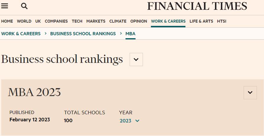 金融时报全球emba排名