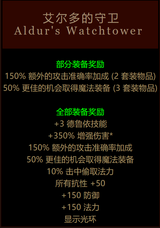 暗黑2最顶级的绿色套装备一览表