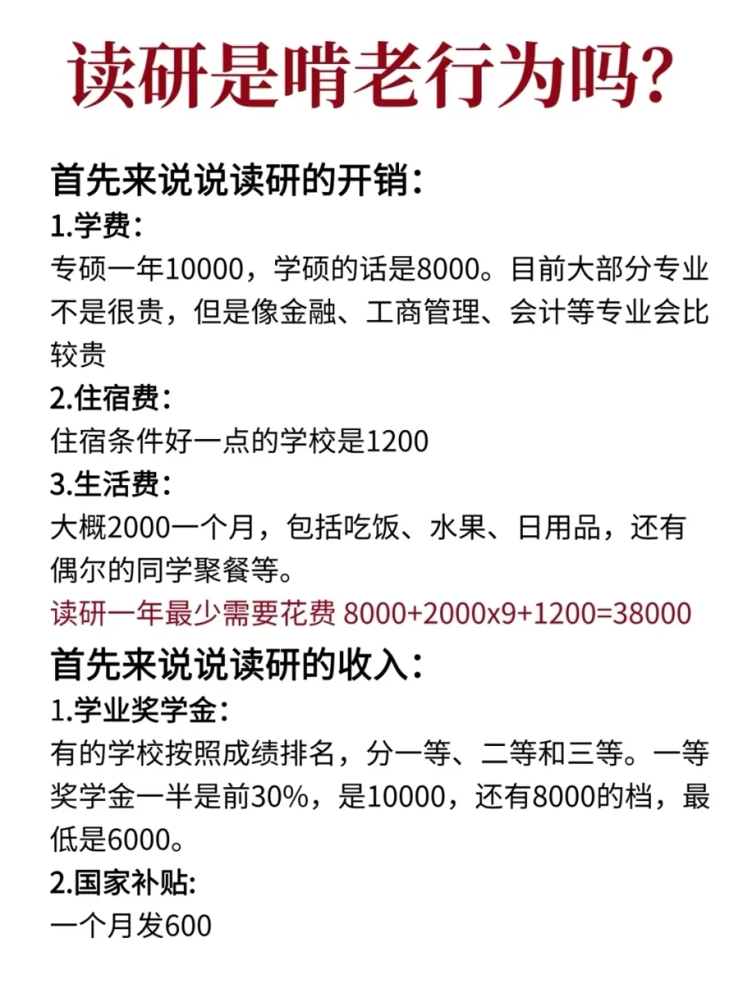 读研是啃老行为么？读研花费大公开！