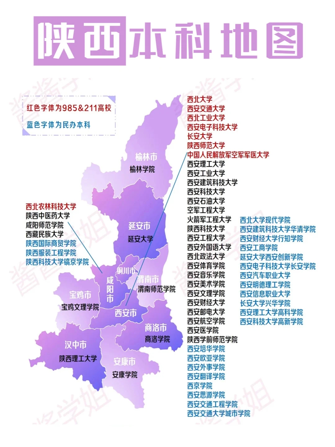 全‼陕西省50多所本科大学分布，一图了解