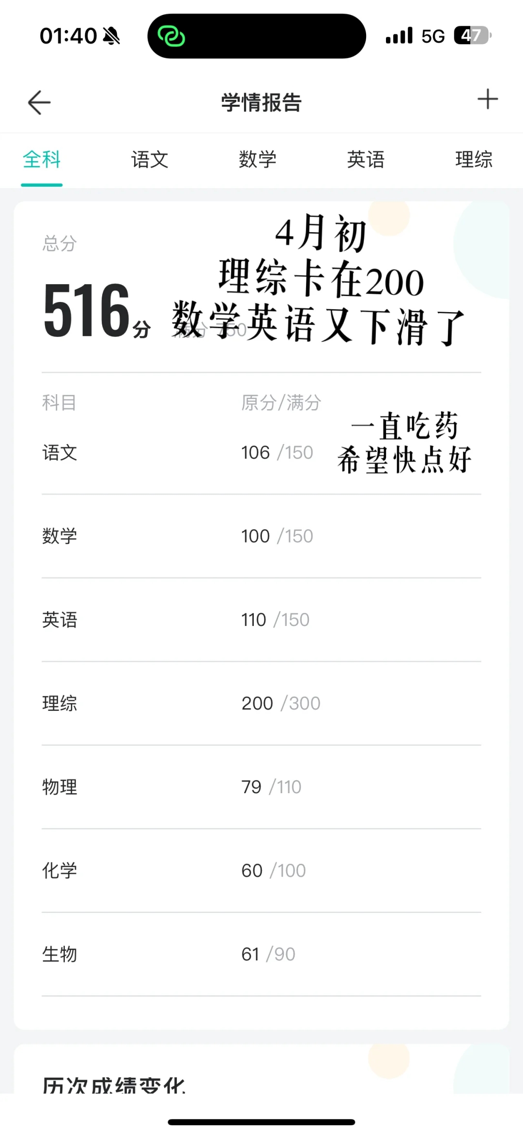 480—620+高三全部模考成绩 记录