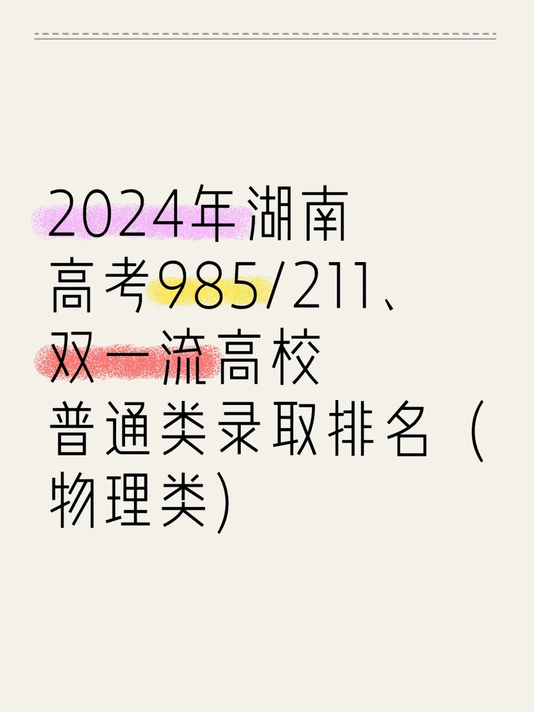 2024年湖南高考985/211高校录取排名-物理类