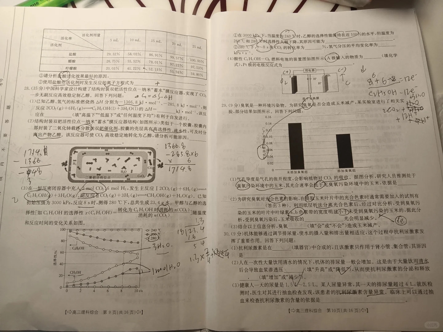 今早考的高三联考 理综在这了