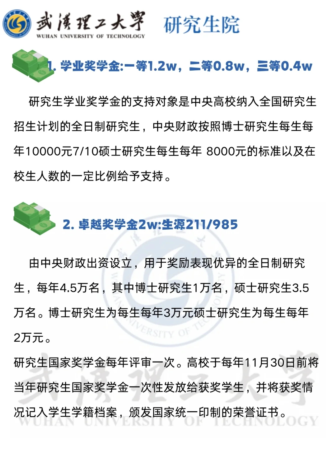 武汉理工👩🏻研究生版奖助学金来了❗