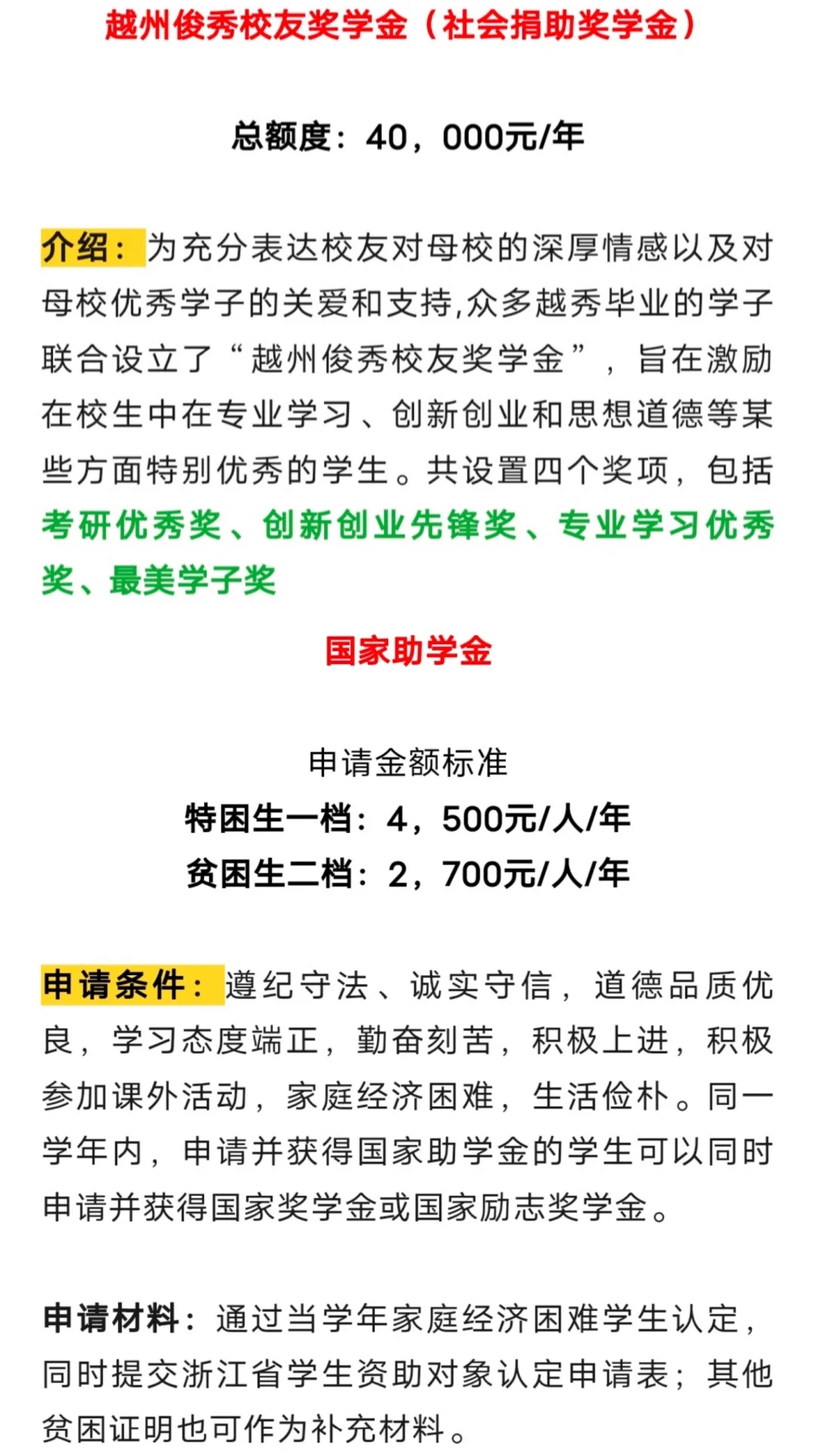 『奖学金』大学有什么奖学金？