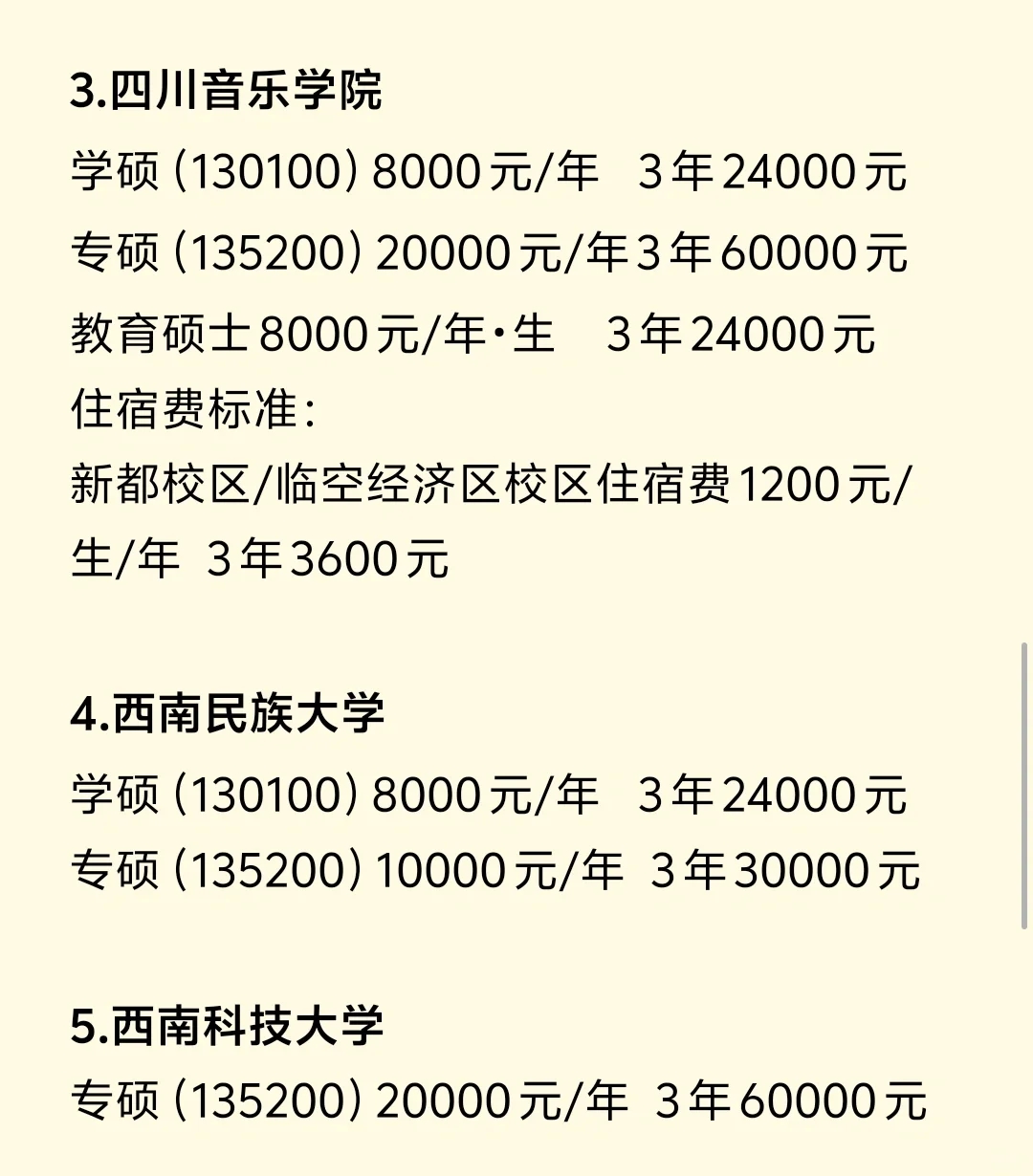 四川省🌶八所高校音乐研究生学费