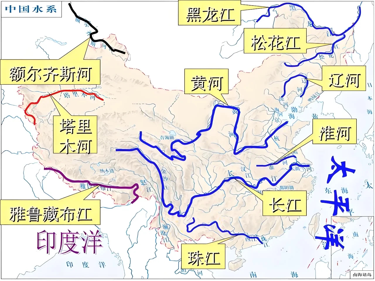 中国河流、七大洲四大洋