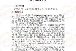 吉林动画学院哪个专业好