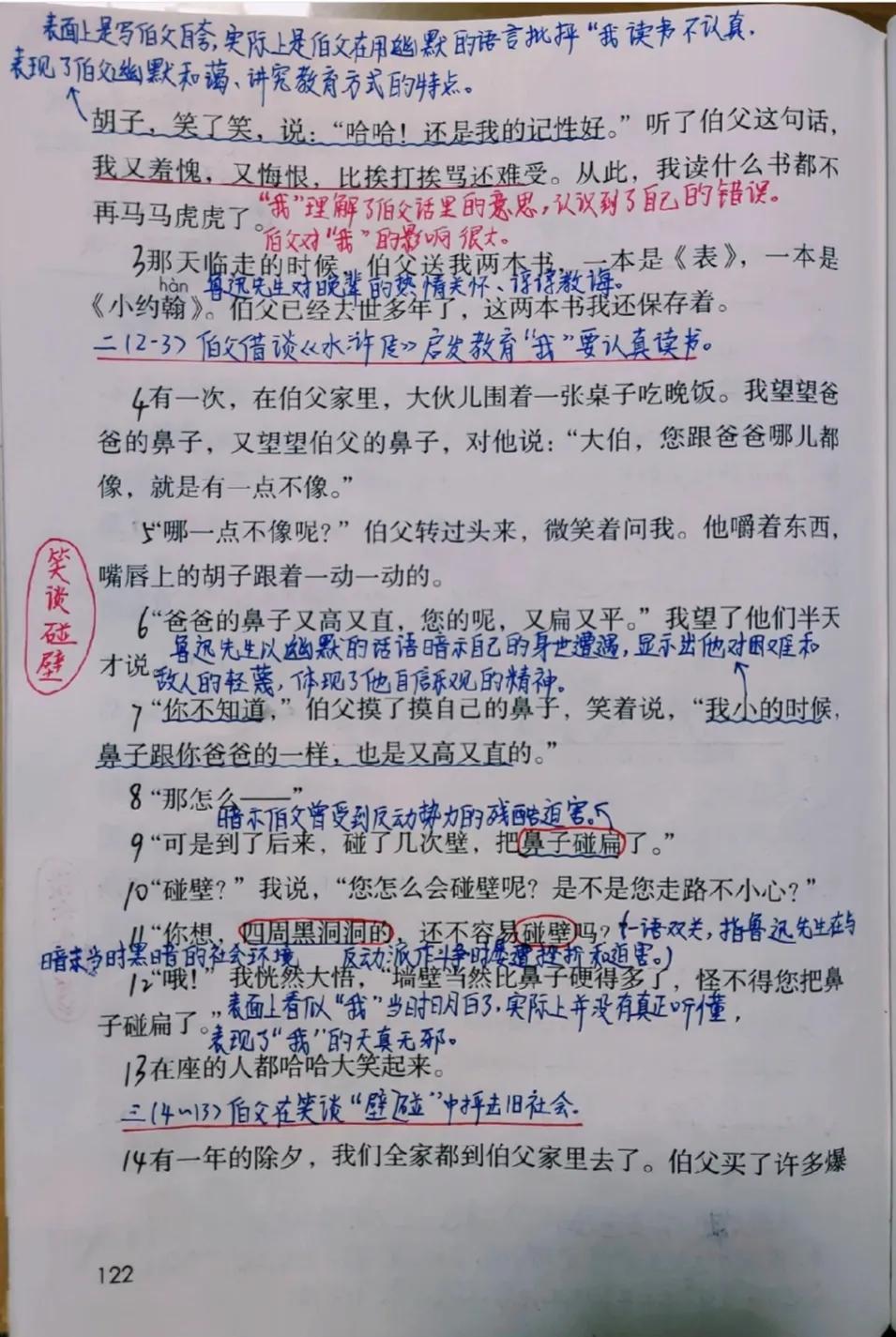 我的伯父鲁迅先生这篇课文的课堂笔记（我我的伯父鲁迅先生这一课的笔记）