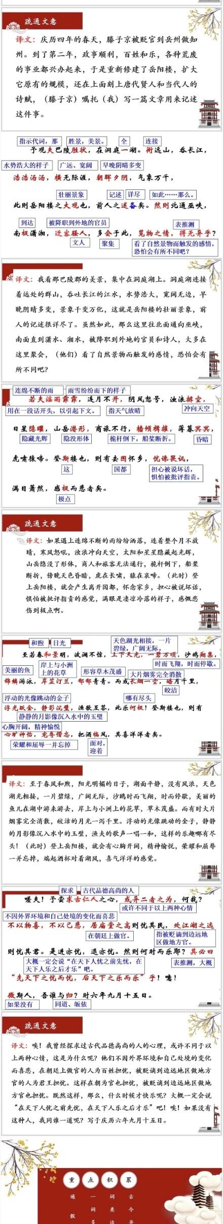 九年级上册语文《岳阳楼记》图文详解（九上语文第十课岳阳楼记注释）