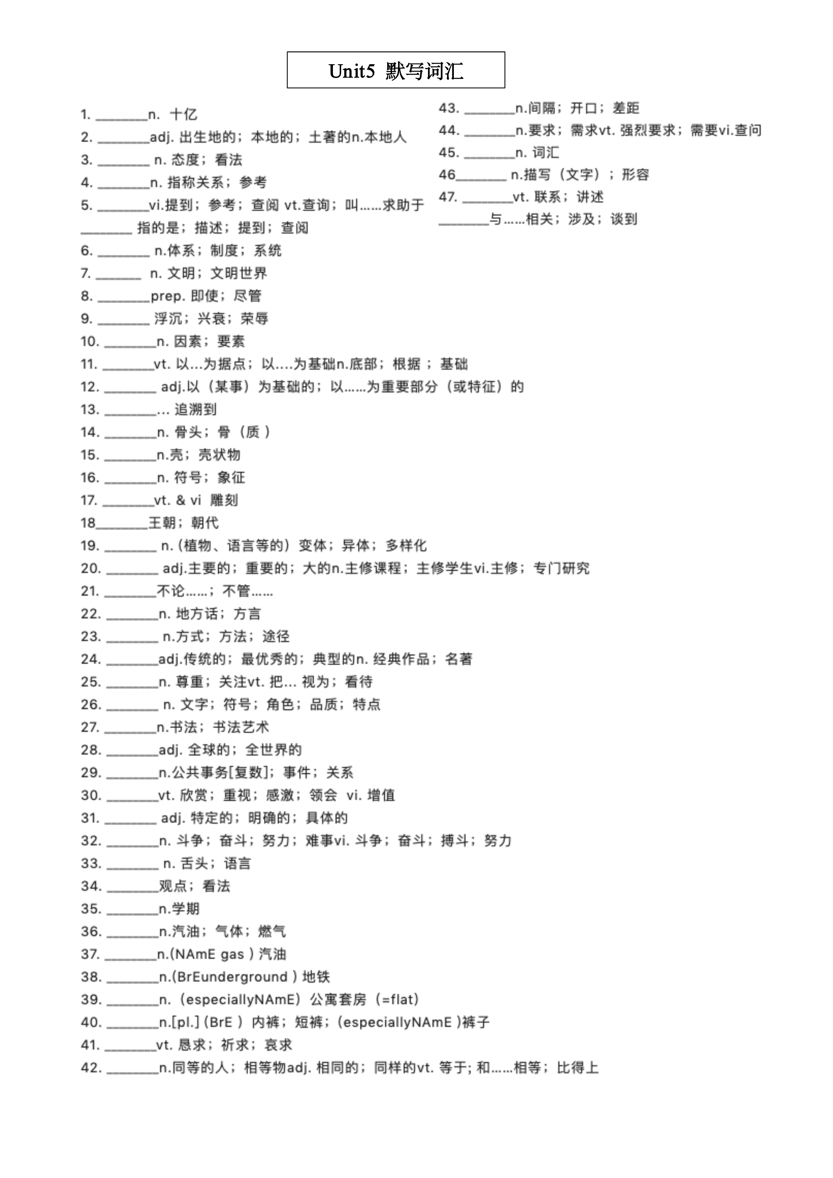 高一英语必修一必背单词（高一必修一英语必背短语）