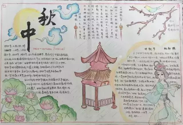 关于中秋节的好句好段手抄报内容（中秋节的佳句美句手抄报）