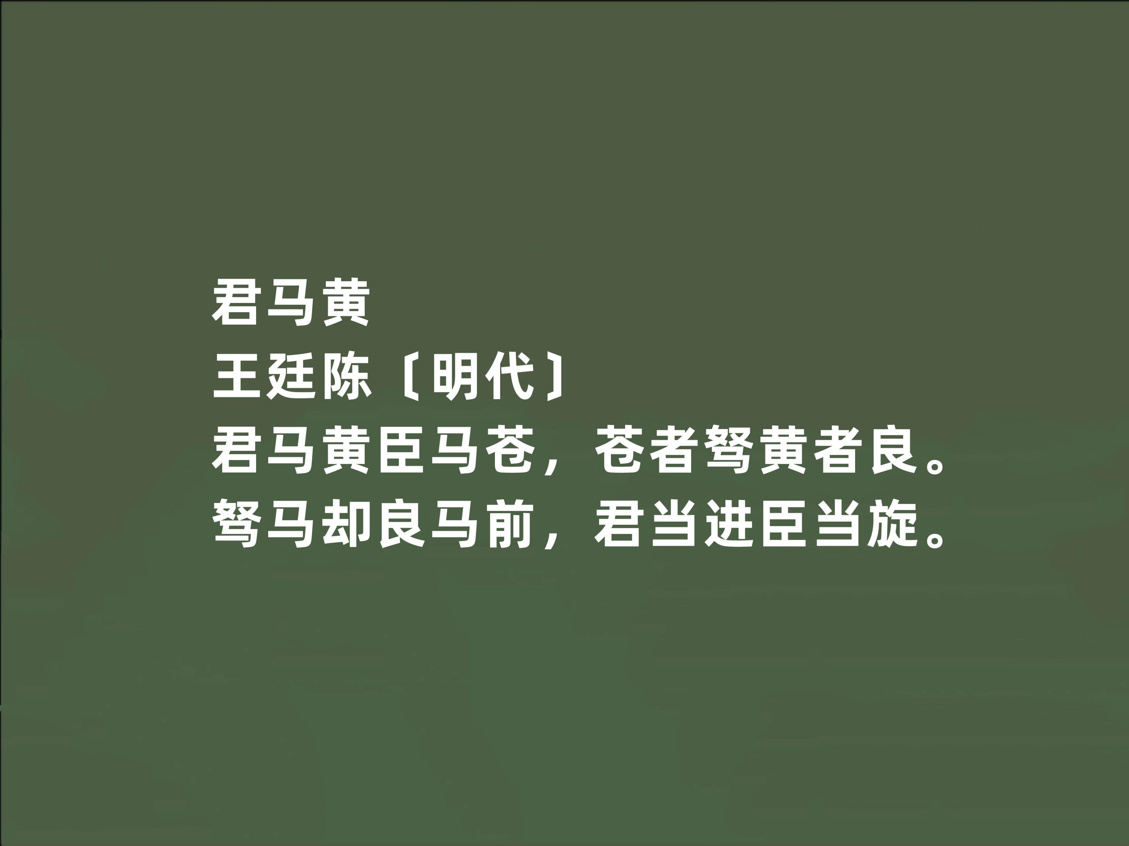 明朝著名诗人王廷陈，他这十首诗，叙事抒情兼备，五言诗堪称一绝