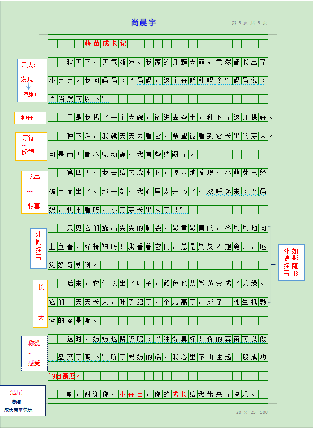 植物蒜苗的作文（我的植物朋友蒜苗作文400字）