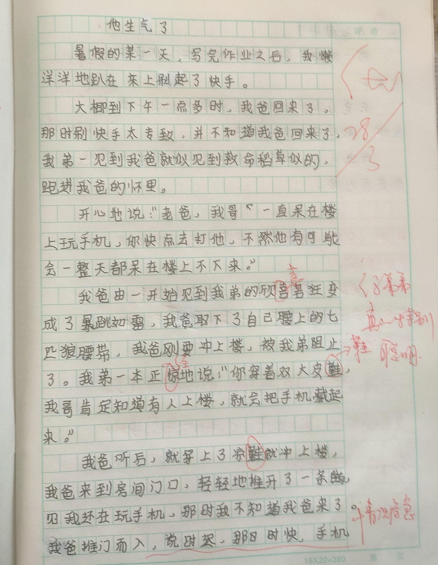 他生气了作文500字左右优秀作文