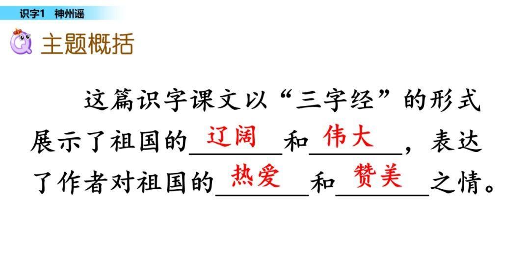 二年级语文下册神州谣课文讲解