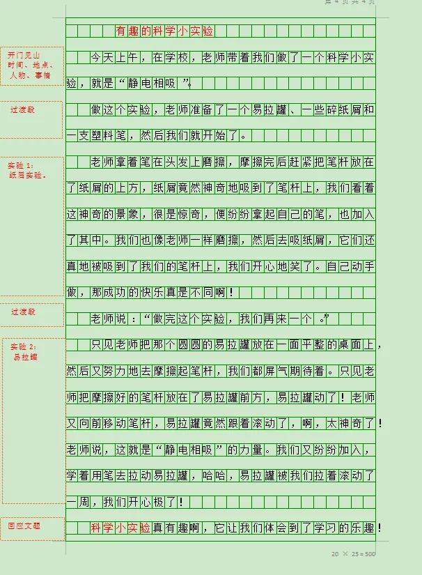 一次有趣的科学实验作文500字