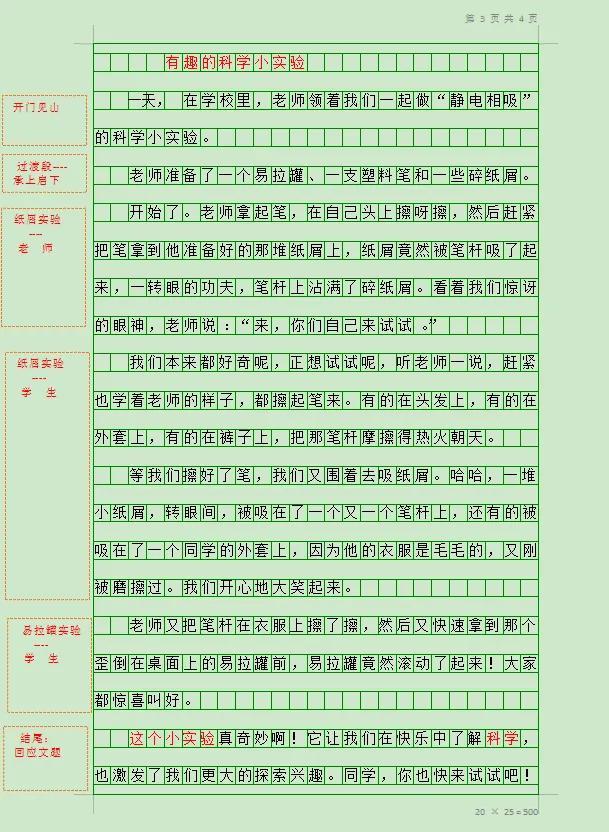 一次有趣的科学实验作文500字