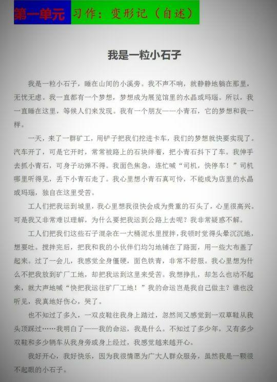 六年级语文上册第一单元的作文《变形记》