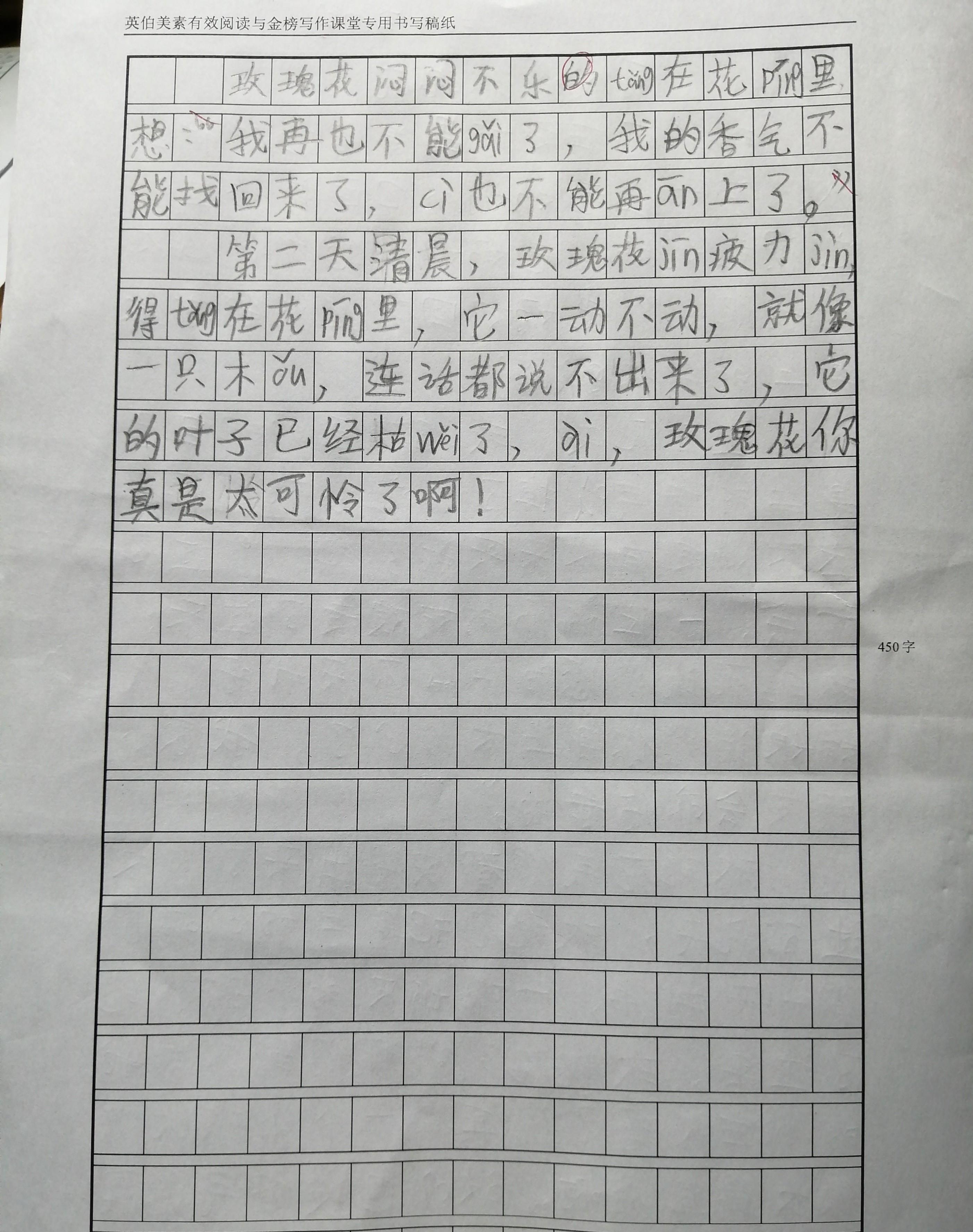 可怜的玫瑰花300字作文