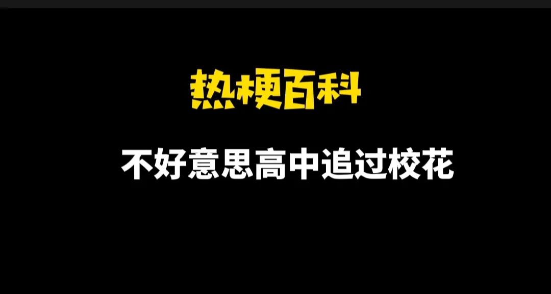 “不好意思高中追过校花”是什么梗？