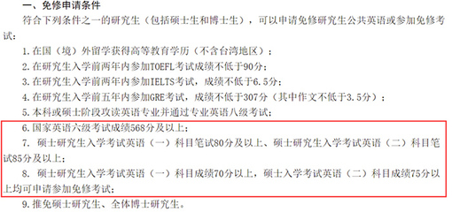 研究生英语如何免修