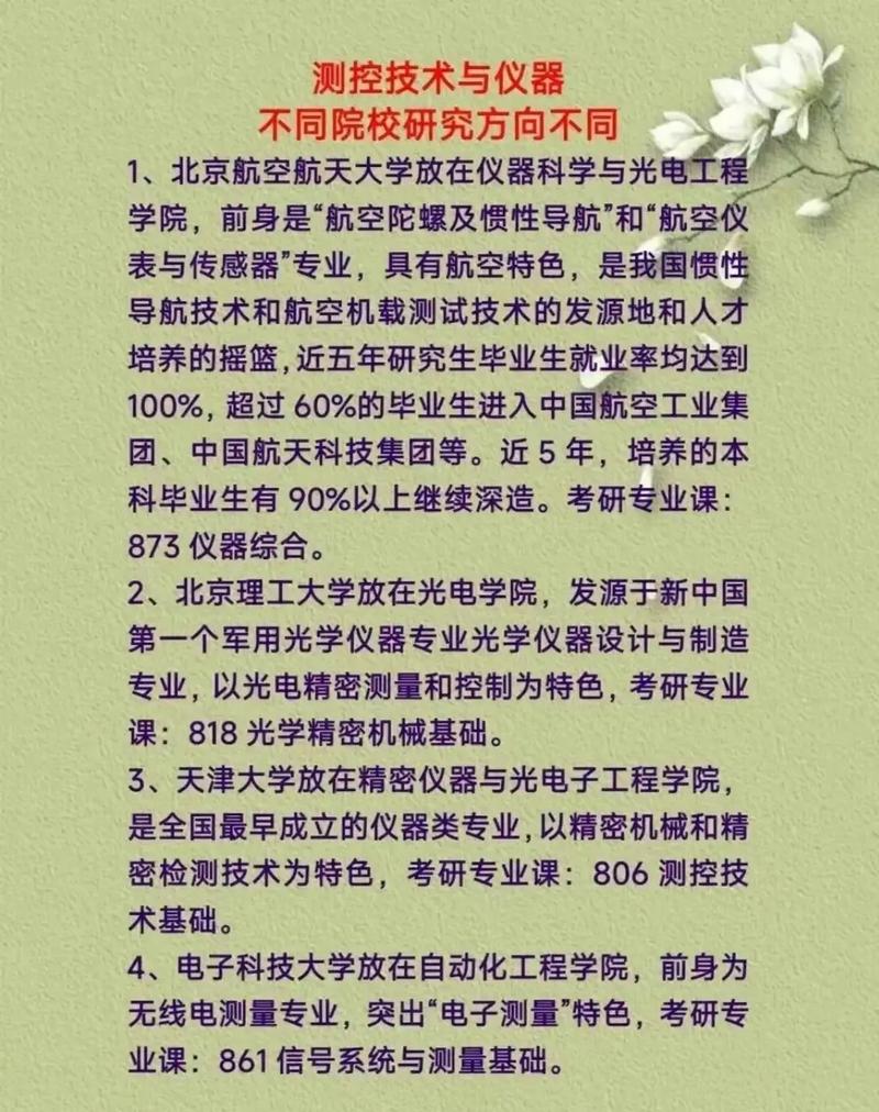 测控技术与仪器学校有哪些