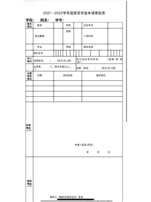 省政府奖学金表怎么填