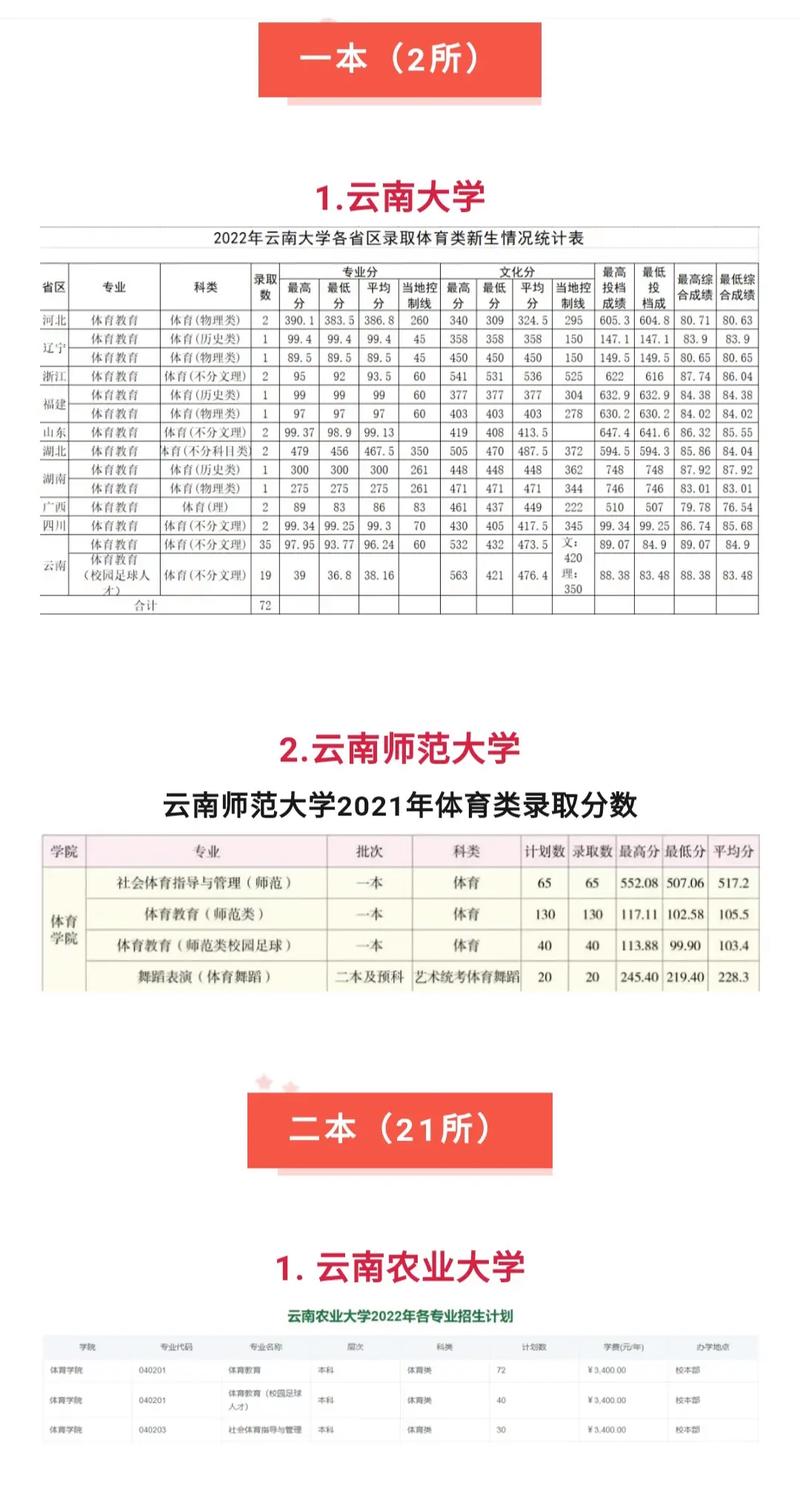 云南体育大学有哪些专业