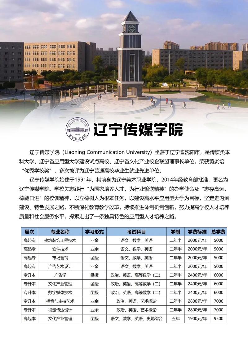 辽宁传媒大学有哪些专业