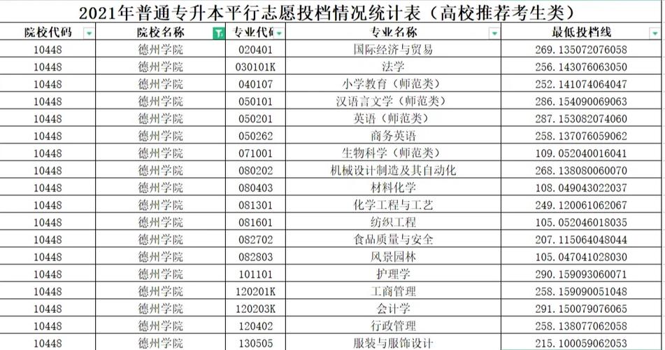 德州学院哪些专业好