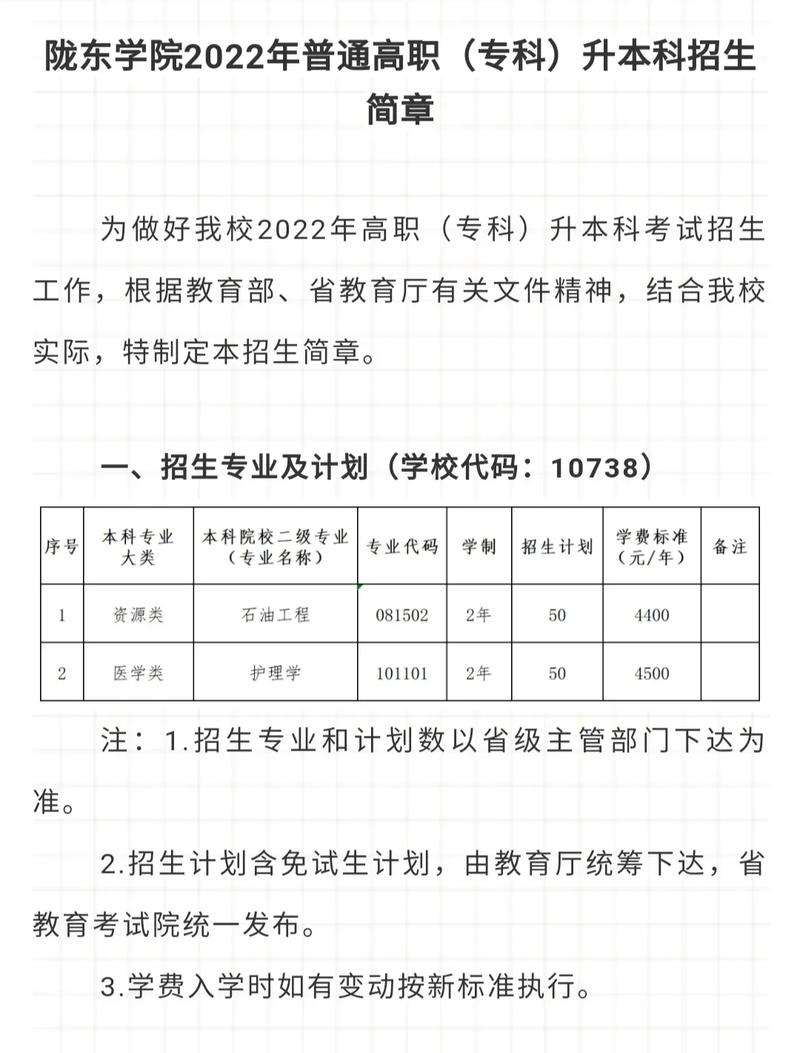 陇东学院二本专业有哪些