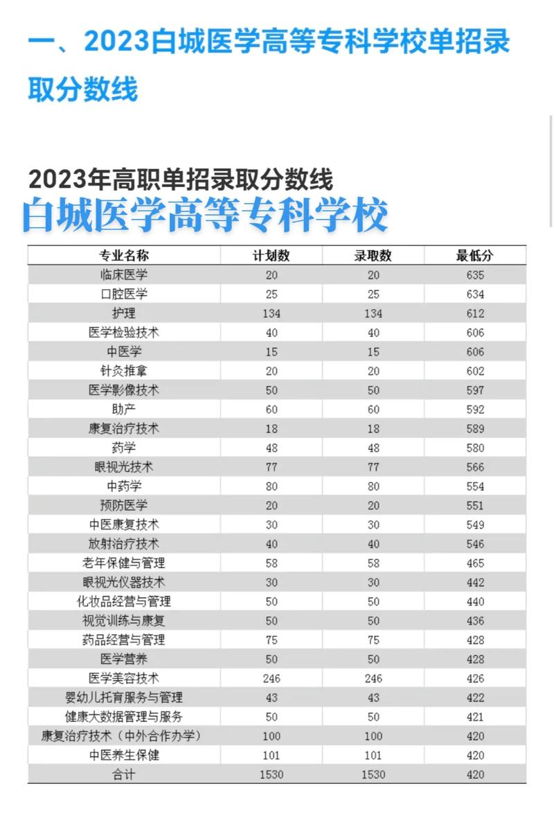 白城医高专报哪个专业